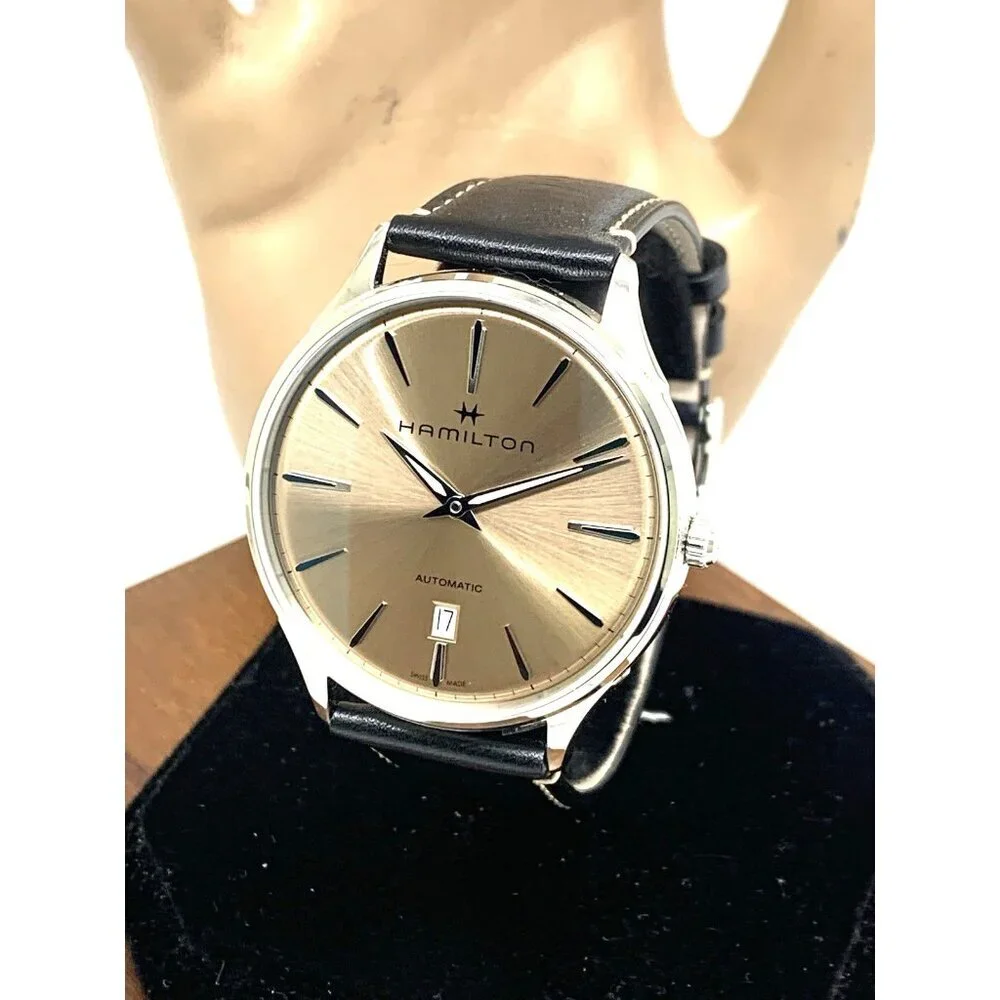 Hamilton Men's Watch H38525721 Swiss Automatic Beige Dial Leather Band 40mm